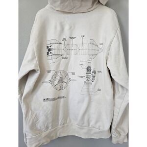 SpaceX Starship Graphic Hoodie Sweatshirt Men's L White Rocket Tech Streetwear